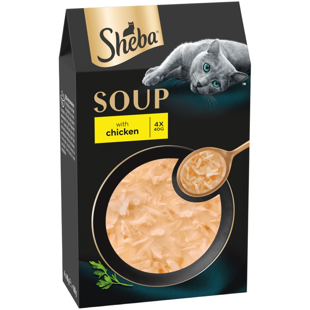 Sheba Classics Soup Adult Wet Cat Food Pouches with Chicken Filets 4 x 40g - 1