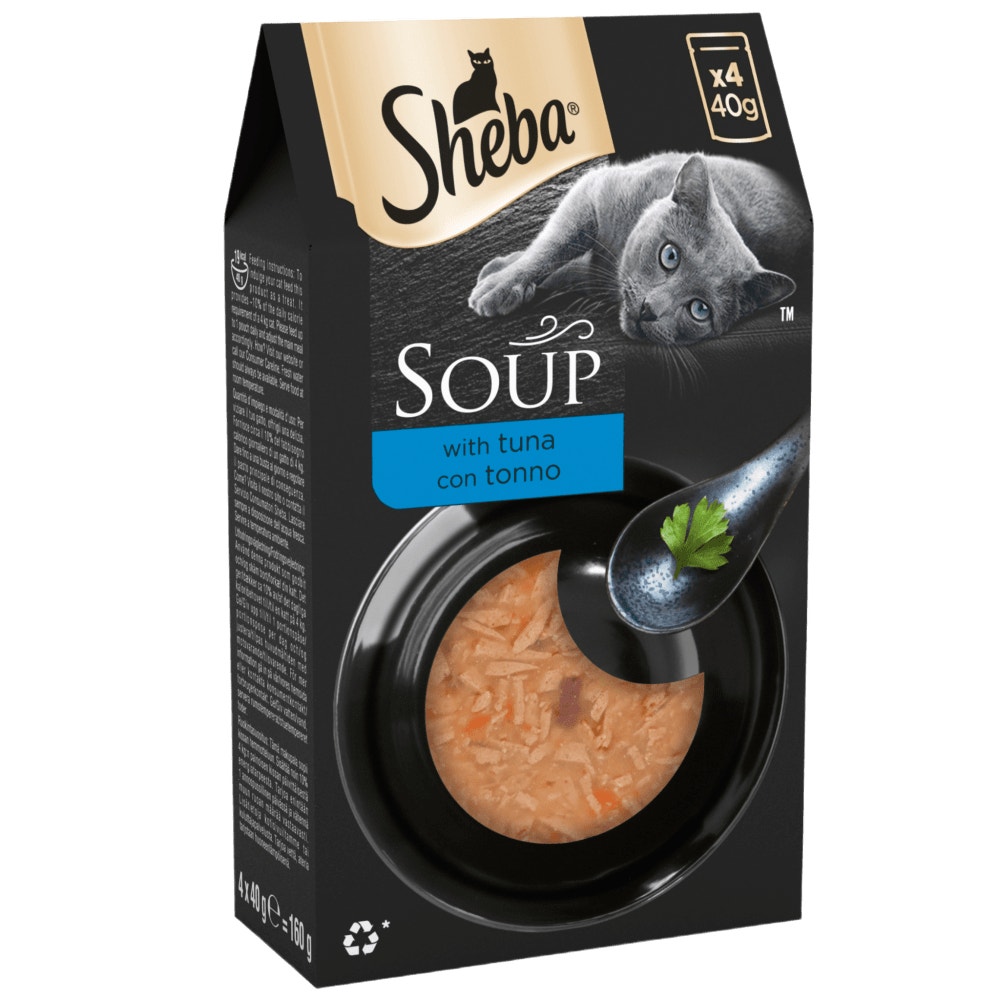 Sheba Classics Soup Adult Wet Cat Food Pouches with Tuna Filets 4 x 40g - 1