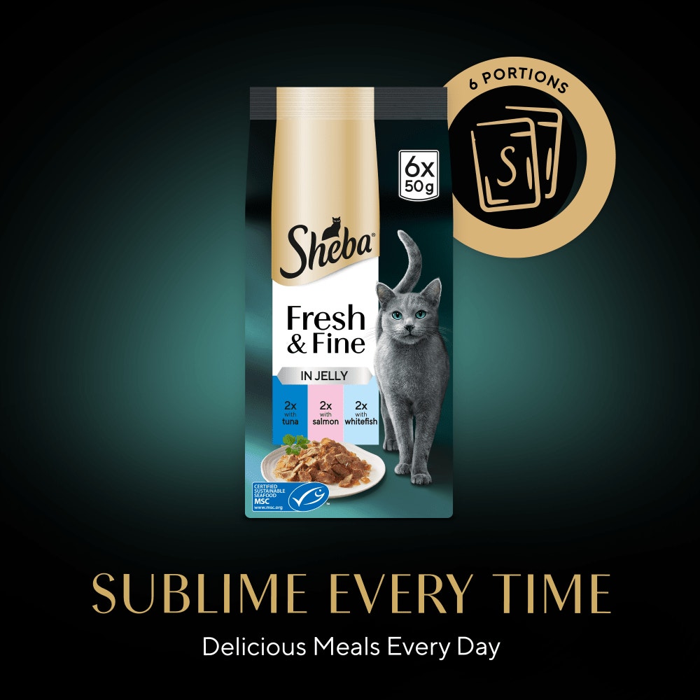 SHEBA® Fresh & Fine Adult Wet Cat Food Tuna & Salmon in Jelly 6x50g Pouches - 4