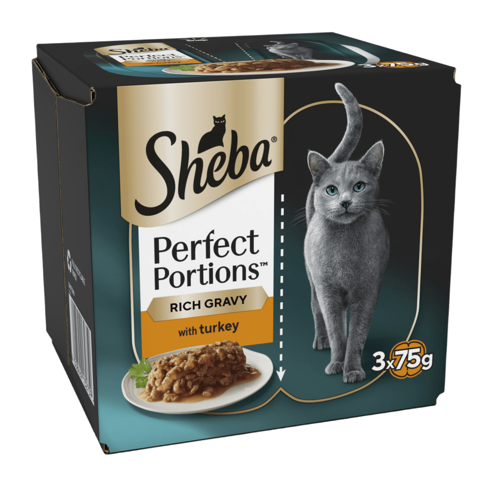 SHEBA® PERFECT PORTIONS™ Adult Wet Cat Food Turkey Chunks 3 x (2x37.5g) Tray - 1