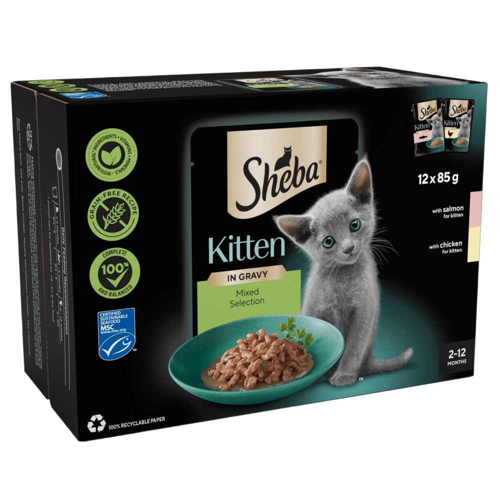 SHEBA® Mixed Selection Kitten Food in Gravy 12 & 40 x 85g - 1