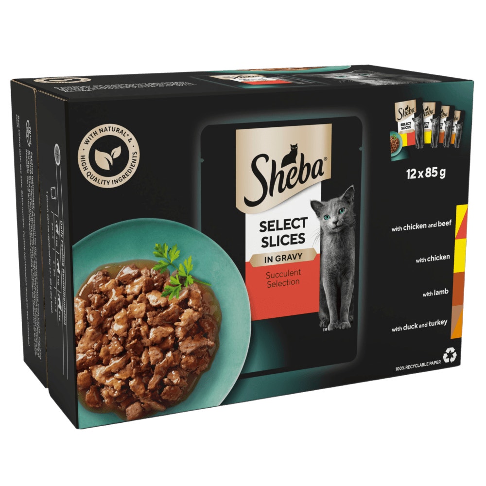 SHEBA® Select Slices Adult Wet Cat Food Succulent Selection Gravy 12x85g Pouch - 1