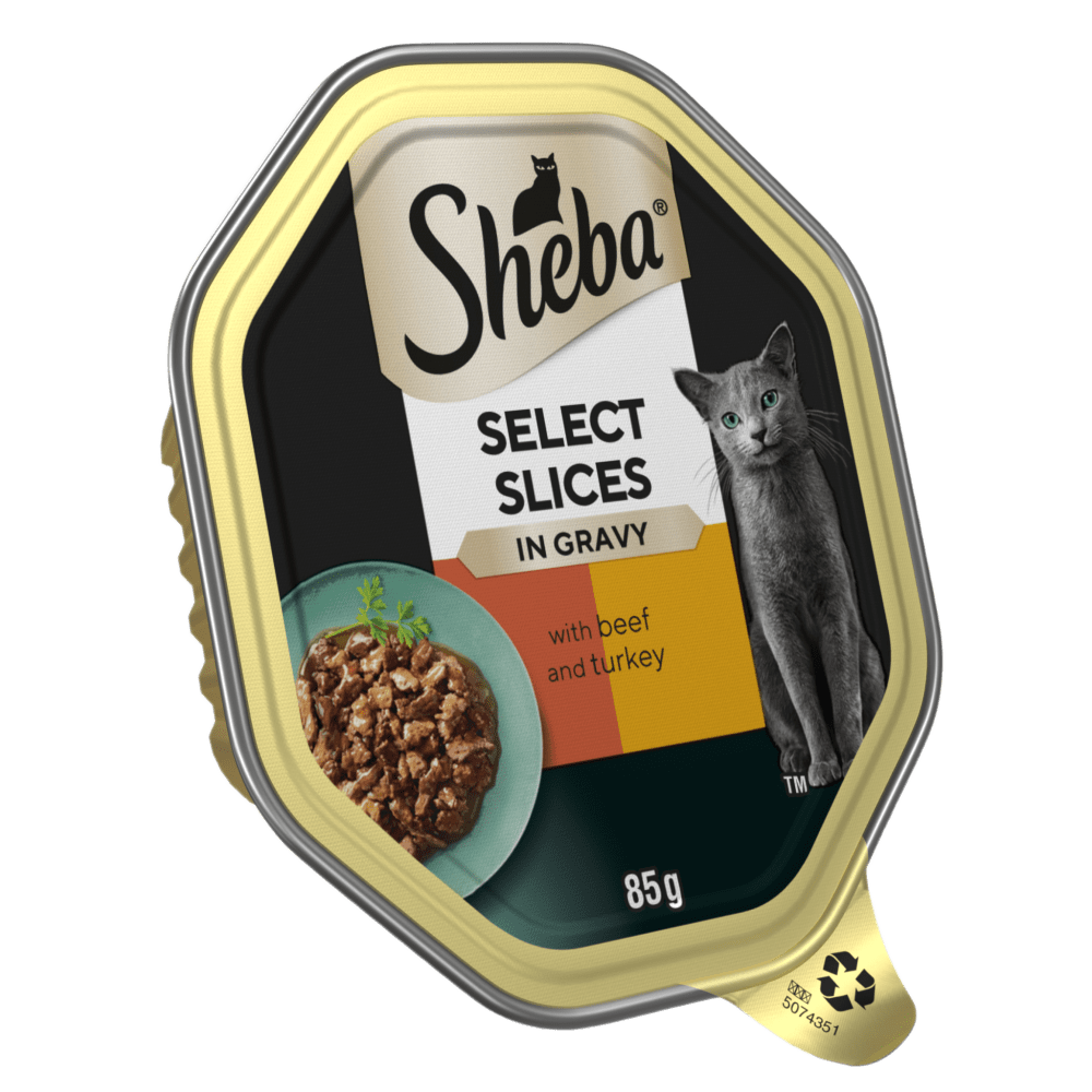 SHEBA® Select Slices Adult Cat Food with Beef & Turkey in Gravy 85g Tray - 1