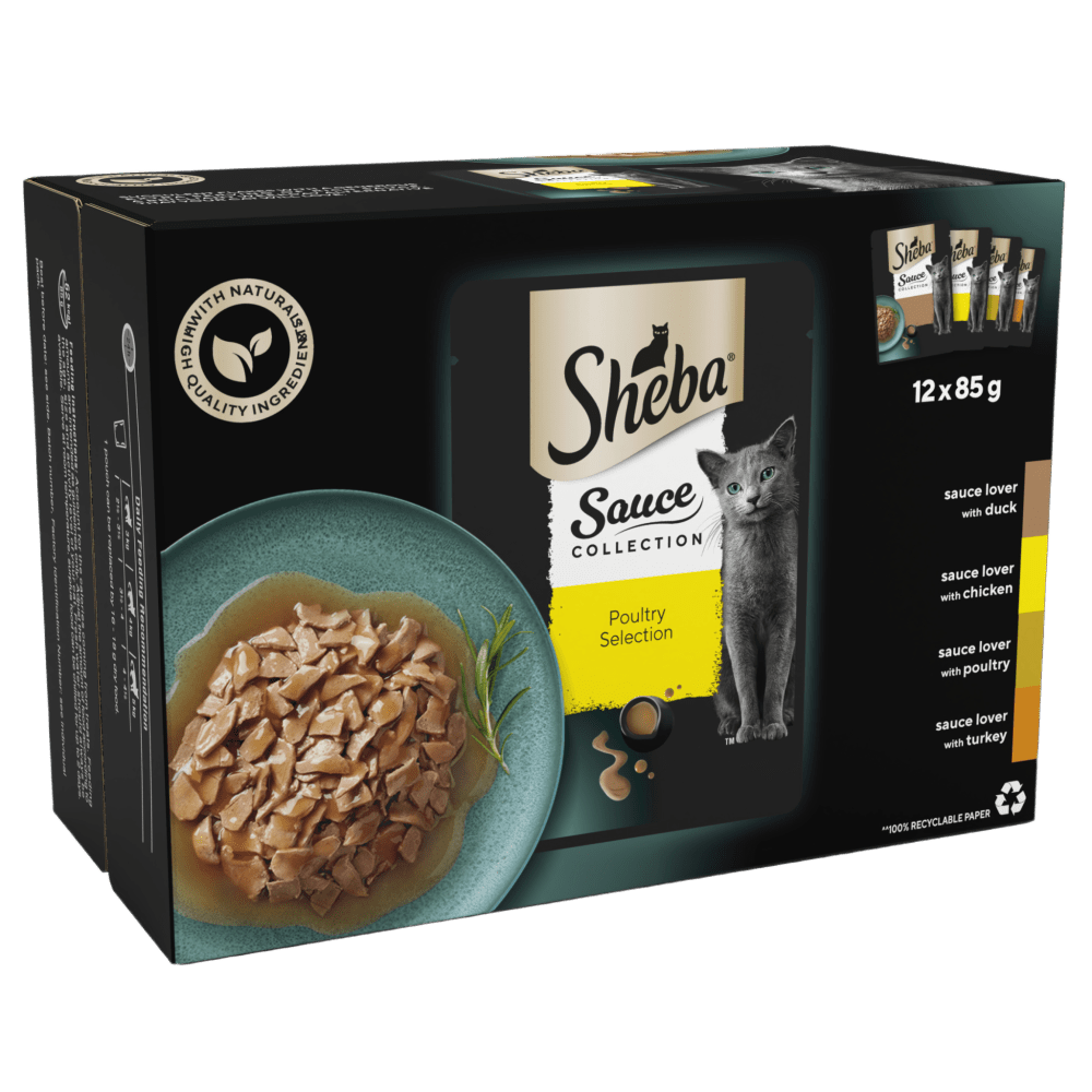 SHEBA® Sauce Collection Adult Wet Cat Food  Poultry Selection 12 x 85g Pouch - 1