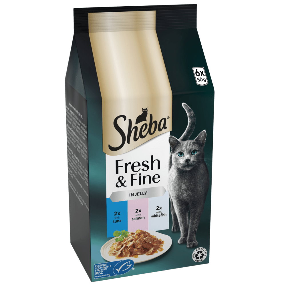 SHEBA® Fresh & Fine Adult Wet Cat Food Tuna & Salmon in Jelly 6x50g Pouches - 1
