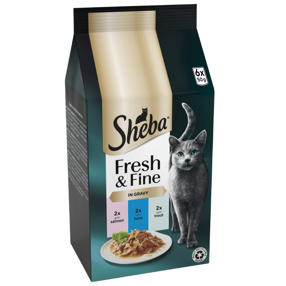 SHEBA® Fresh & Fine Adult Wet Cat Food Salmon & Tuna in Gravy 6x50g Pouches - 1