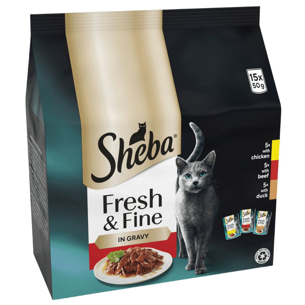 SHEBA® Fresh & Fine Adult Wet Cat Food Meaty Pieces In Gravy Pouches 50x50g,15x50g - 1